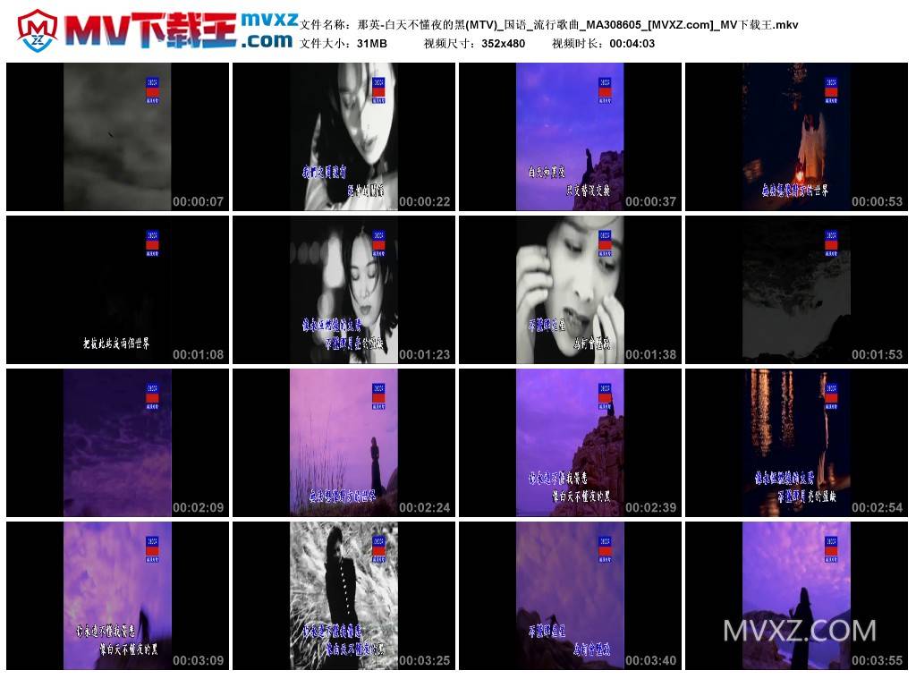 那英-白天不懂夜的黑(MTV)_国语_流行歌曲_MA308605